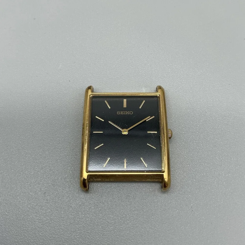 Vintage Seiko V700-5K30 Womens Watch 20mm Black Gold Tone For Parts Not Running